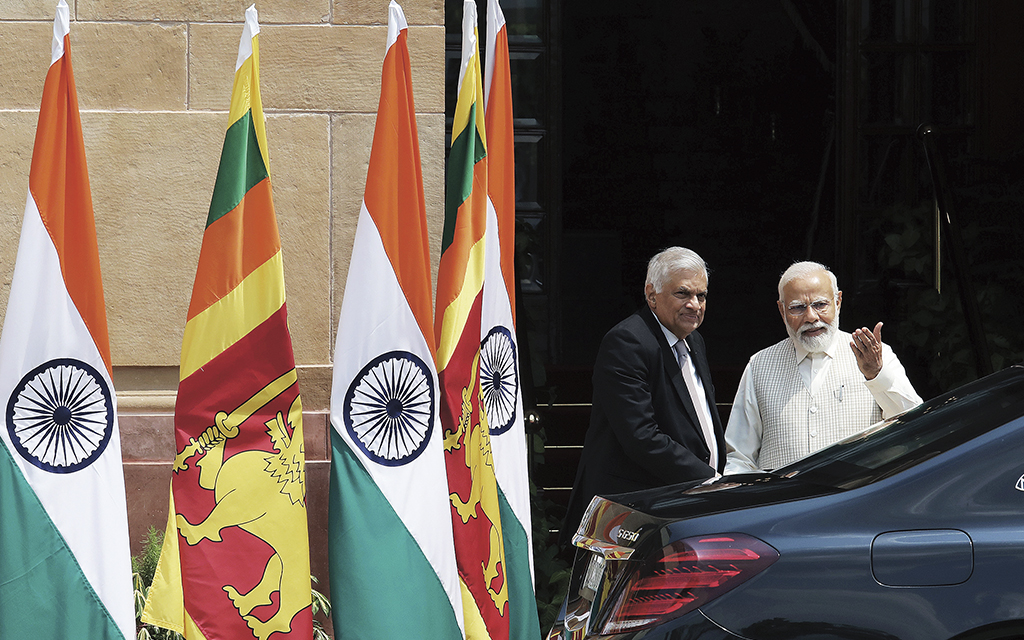 Indiens premiärminister Narendra Modi och Sri Lankas premiärminister Lee Hsien Loong.